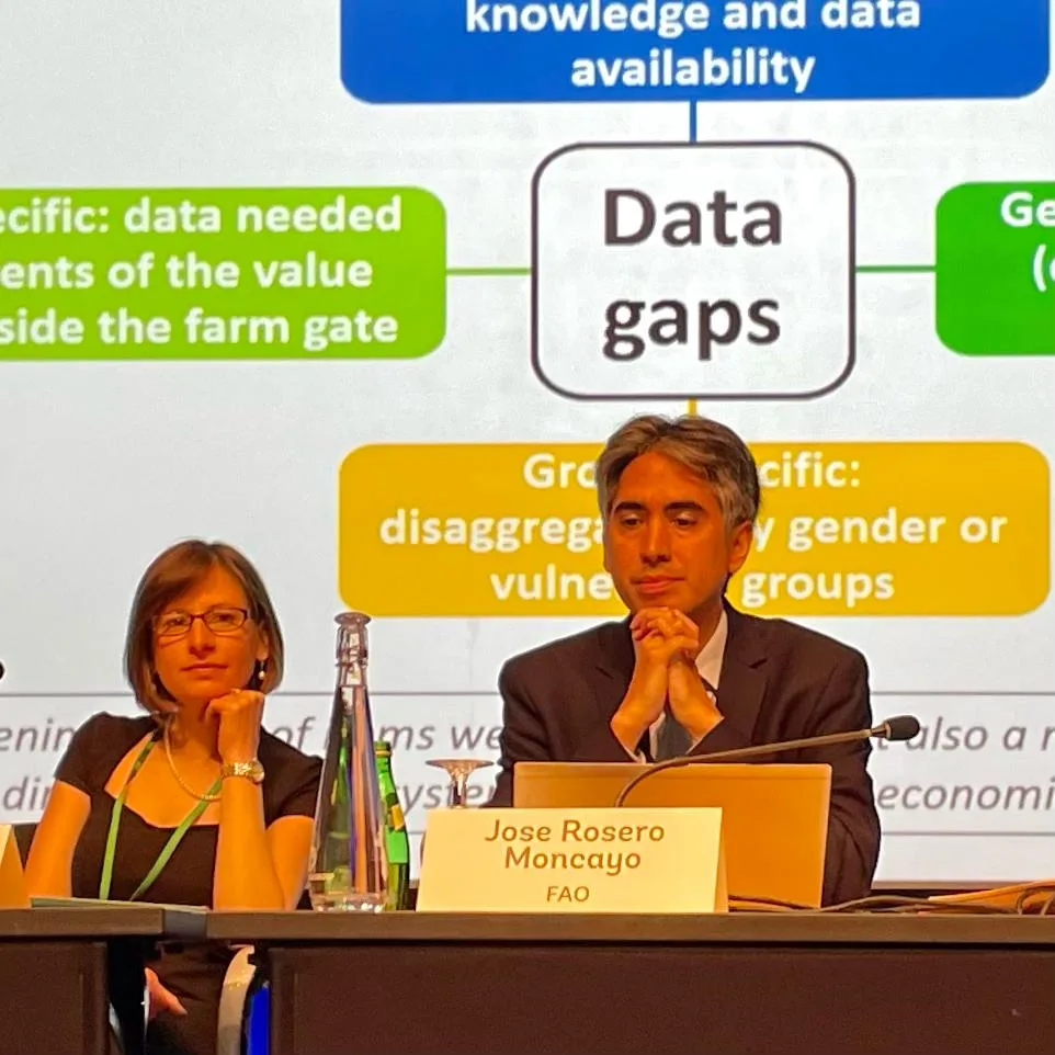 Kate Schneider Lecy on a panel with Jose Rosero Moncayo, FAO